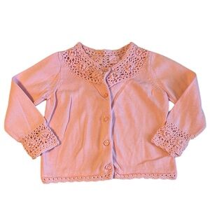 Janie and Jack 2T Pink Lace Crochet Cardigan • Spring • Easter •